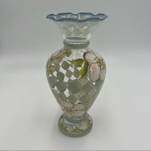 Tracy Porter Small Hand-painted Harlequin and Floral Glass Vase